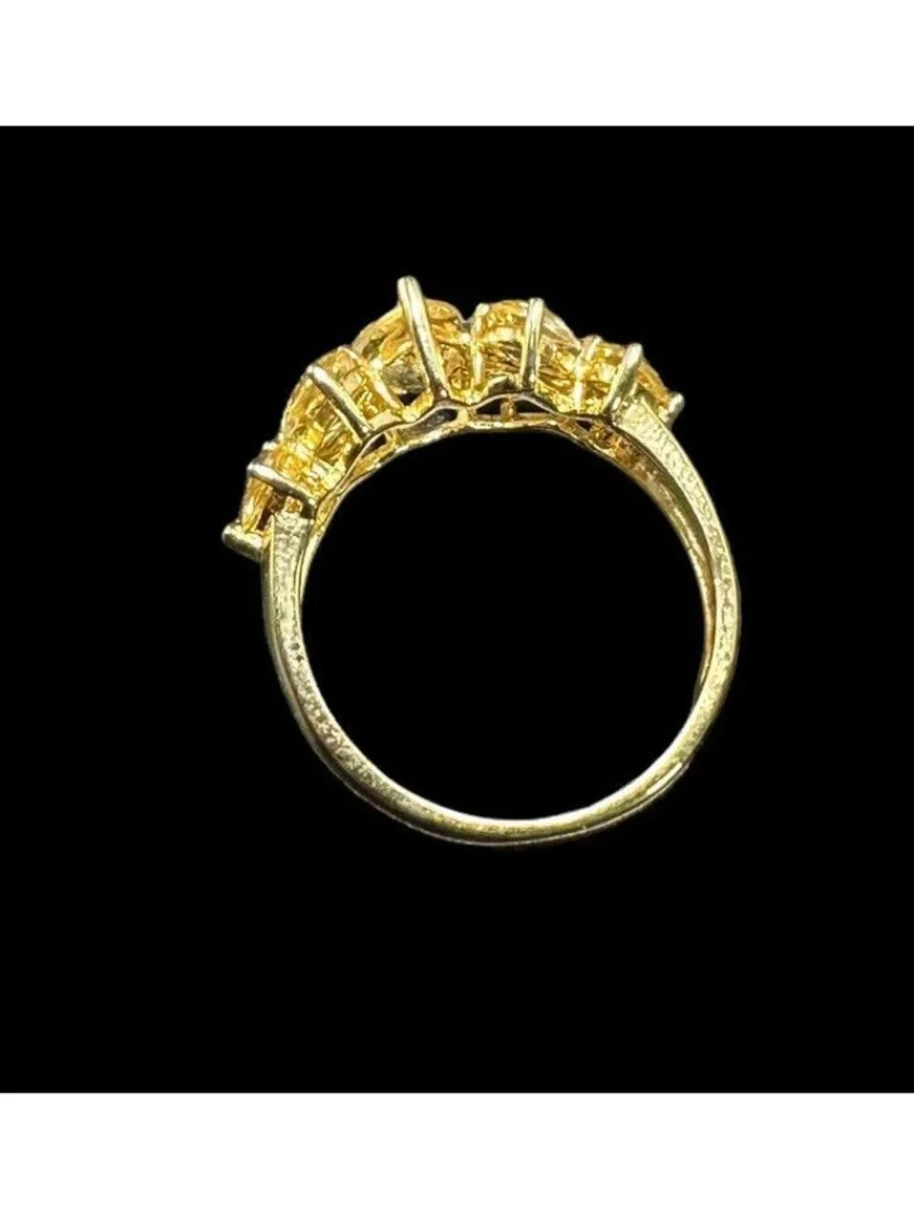 Signed Ross Simons 925 Ring Citrine Two Row Gold Over Sterling Band Size 10